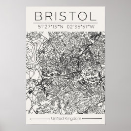 Bristol City Map Poster – Modern Minimal Urban Art