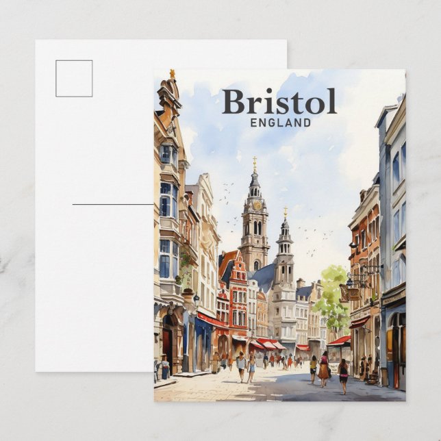 Bristol England Aquarellbilder Reisen Postkarte (Vorne/Hinten)