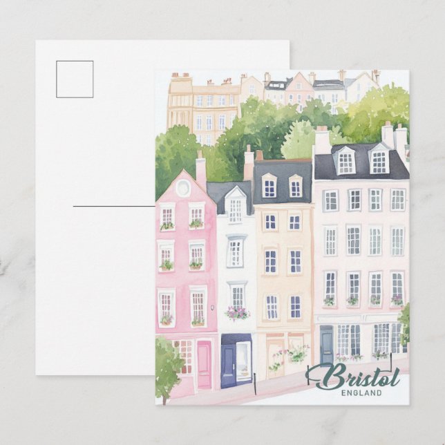 Bristol England Gouache Paint Illustration Travel Postkarte (Vorne/Hinten)
