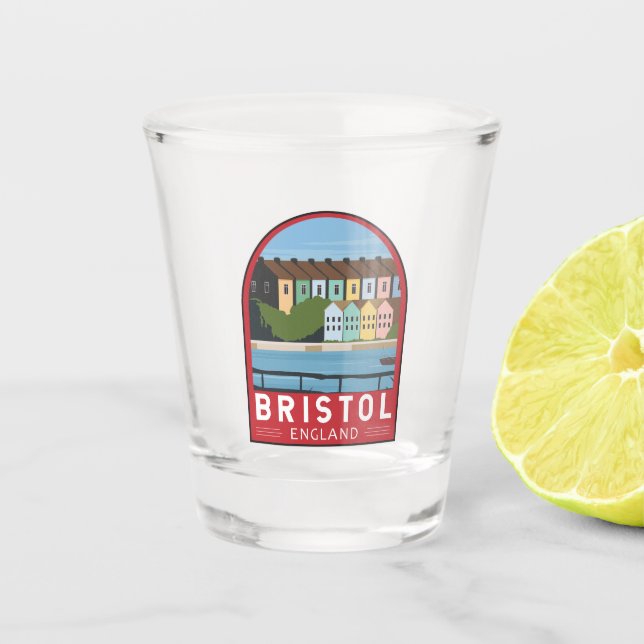 Bristol England Retro Travel Art Vintag Schnapsglas (Vorderseite)