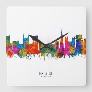 Bristol England Skyline Quadratische Wanduhr