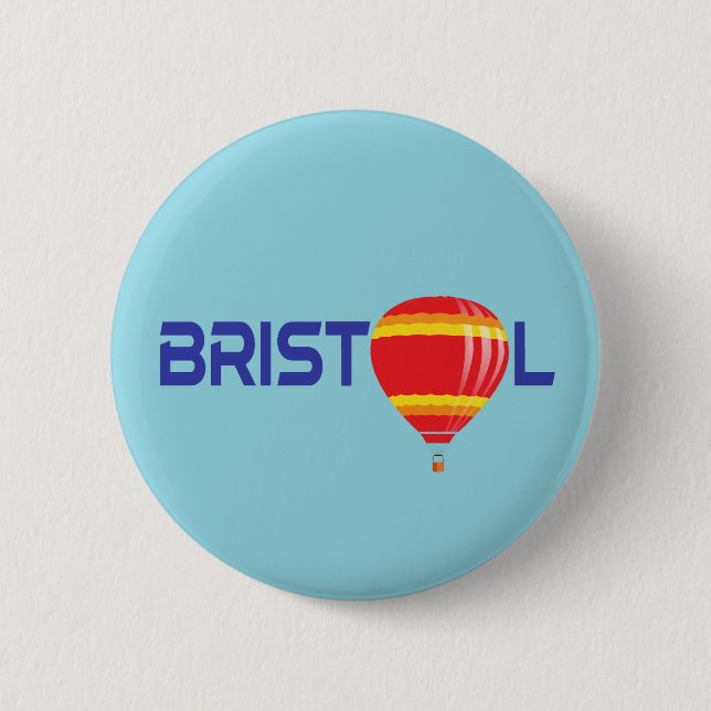 Bristol Hot Air Ballon Typografisches Design Button (Vorderseite)