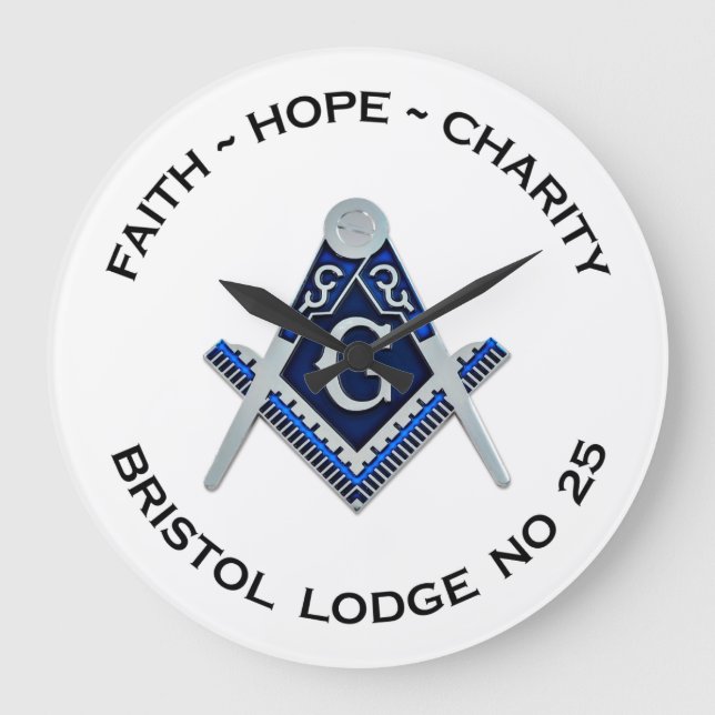 Bristol No 25 Masonic Wall Clock Große Wanduhr (Vorderseite)