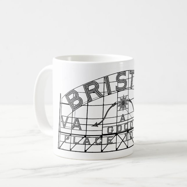 Bristol Slogan Sign Bristol Virginia Tennessee Kaffeetasse (Vorderseite Links)