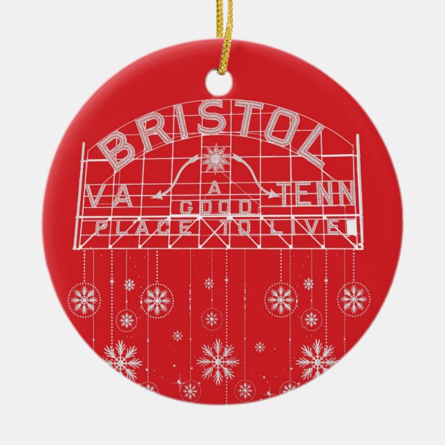 Bristol Slogan Sign Roter Weihnachtskreis Keramik Ornament (Vorne)