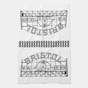 Bristol Slogan Zeichen mit Spuren auf weiß Geschirrtuch