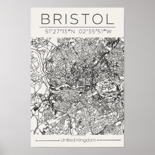 Bristol Stadtplanposter – Moderne Minimalistische  Poster