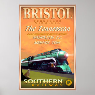 BRISTOL Tennessee Virginia Southern Railway Reise Poster