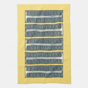 Bristol Virginia Tennessee Marker gelb Geschirrtuch