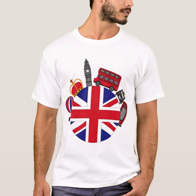 Britain Uk London Flag Red Telephone Booth T-Shirt (Vorderseite)