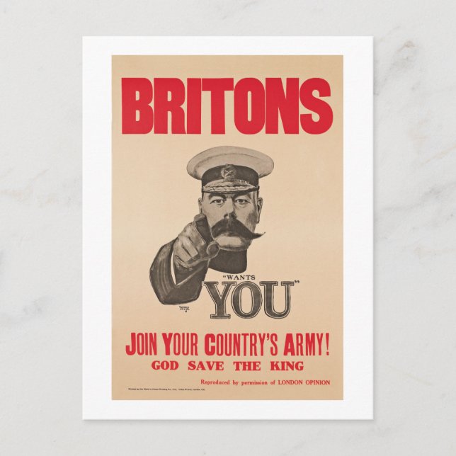 Brite-Lord Kitchener Wants You WWI Propaganda Postkarte (Vorderseite)