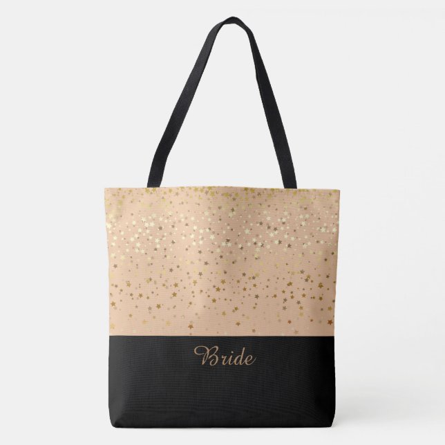 Brite Tote Bag Peach & Petite Golden Stars Tasche (Vorderseite)