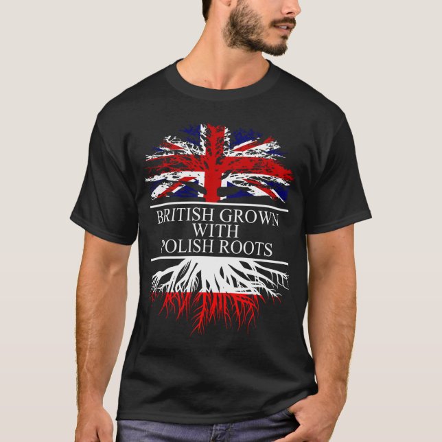 Briten wachsen mit polnischer Root-Flagge T-Shirt (Vorderseite)