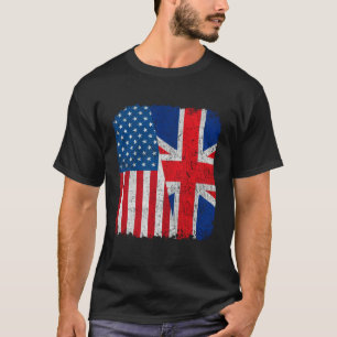 Britisch-Amerikanische Flagge halb USA England Wur T-Shirt