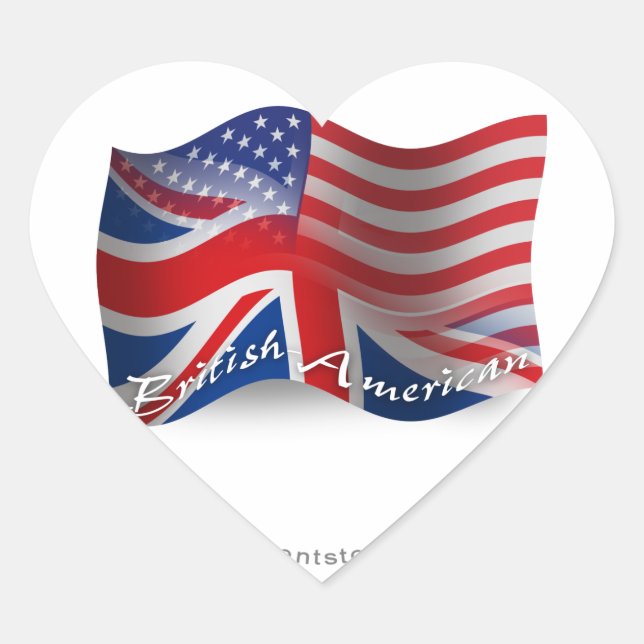 Britisch-amerikanische Wave-Flagge Herz-Aufkleber (Vorderseite)