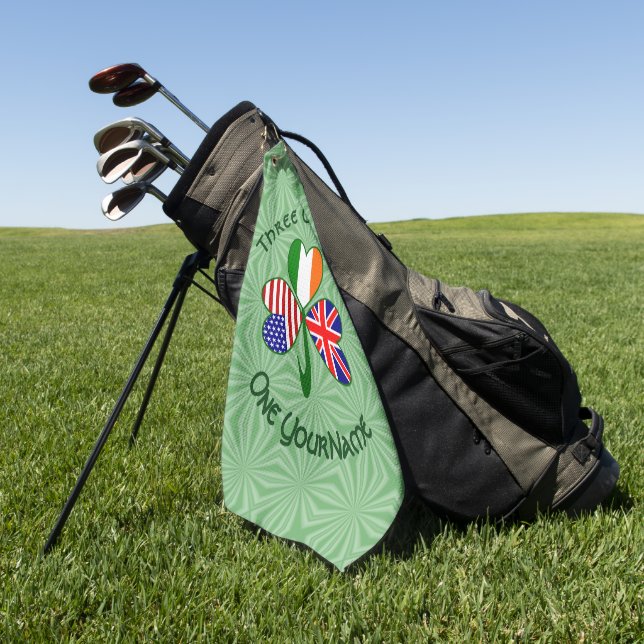 Britisch-amerikanisches Kleeblatt-Flag Personalisi Golfhandtuch (Gras)