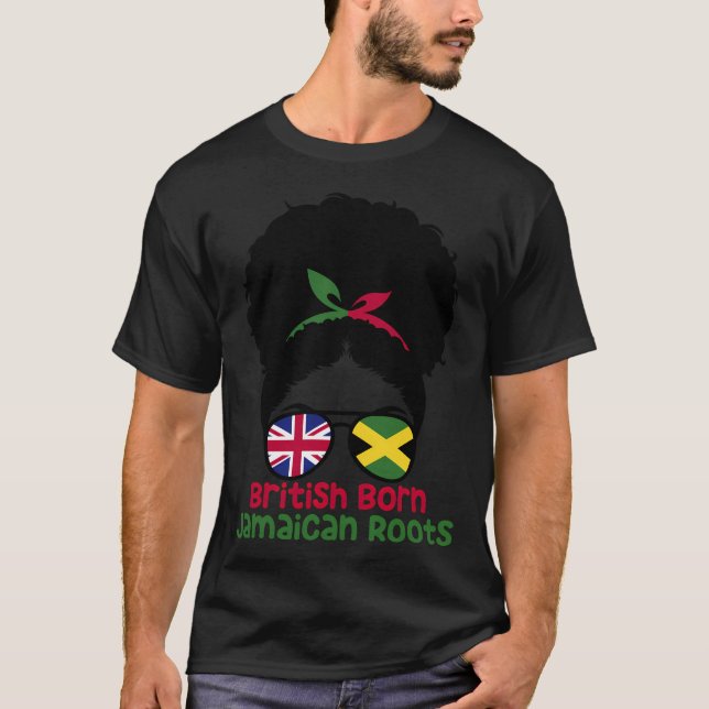 Britisch Geborene jamaikanische Roots Afro Half Gr T-Shirt (Vorderseite)