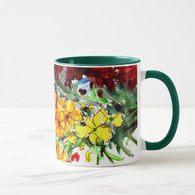Britisch gefärbte Wasserfarben-Wandblumen Tasse (Rechts)