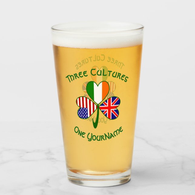 Britisch-irisch-amerikanisches Flag-Kleeblatt pers Glas (Vorne (Gefüllt))