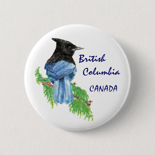 Britisch-Kolumbien Kanada Watercolor-SternJay Button