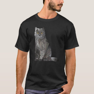 Britisch Kurzhaar Katze Polygon Geometrisches Kätz T-Shirt