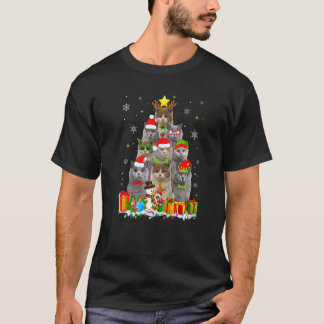 Britisch Kurzhaar Weihnachtsbaum Katze Dekoratione T-Shirt