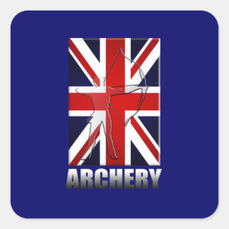 Britische Archery-Flagge von Großbritannien GB Quadratischer Aufkleber