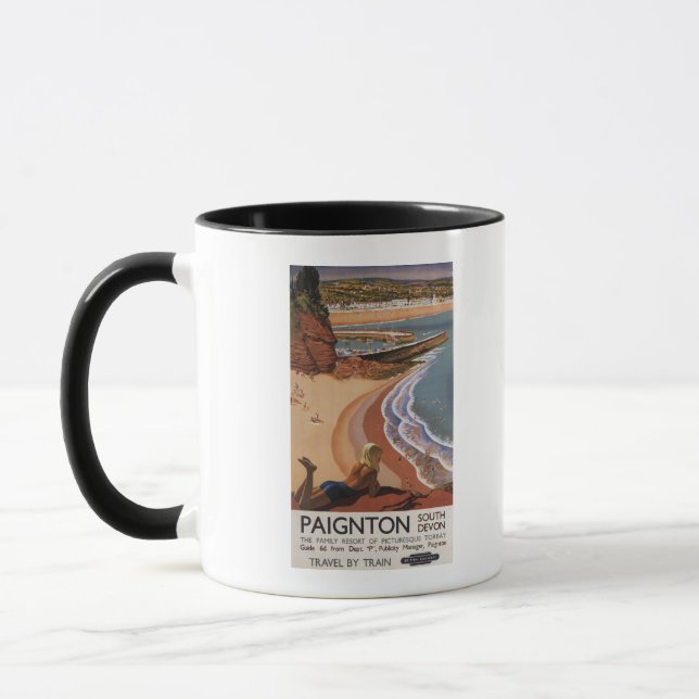 Britische Eisenbahn Girl Blick über die Klippe Tasse (Links)