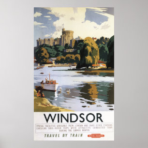 Britische Eisenbahn Windsor Castle Thames Poster