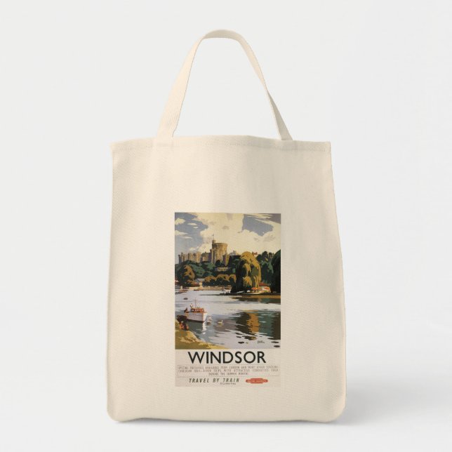 Britische Eisenbahn Windsor Castle Thames Poster Tragetasche (Vorne)