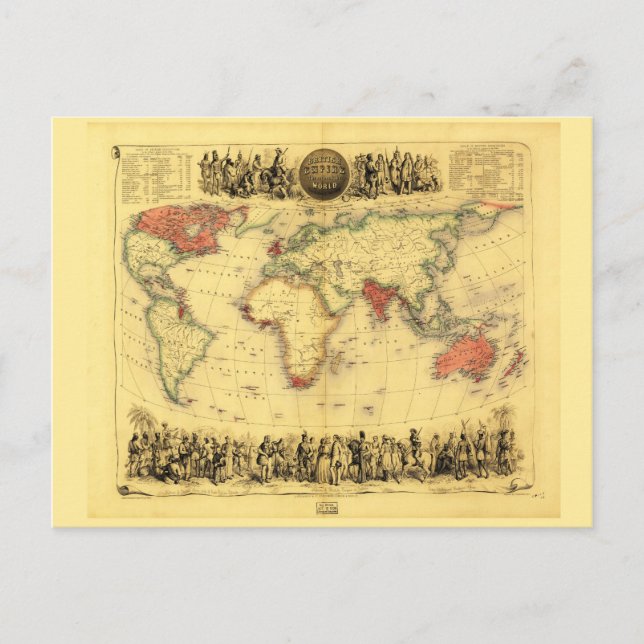 britische Empire Map (ca. 1850) Postkarte (Vorderseite)