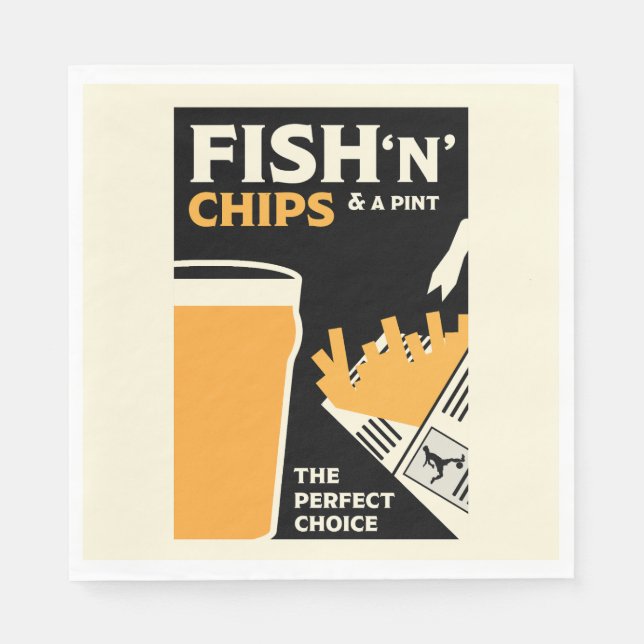 Britische Fische und Chips Serviette (Vorderseite)