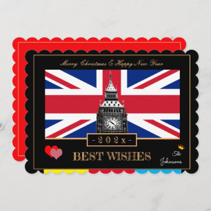 Britische Flag & Big Ben 2025 Fappy New Year Großb Feiertagskarte