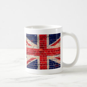 Britische Flagge an einer Ziegelmauer Kaffeetasse