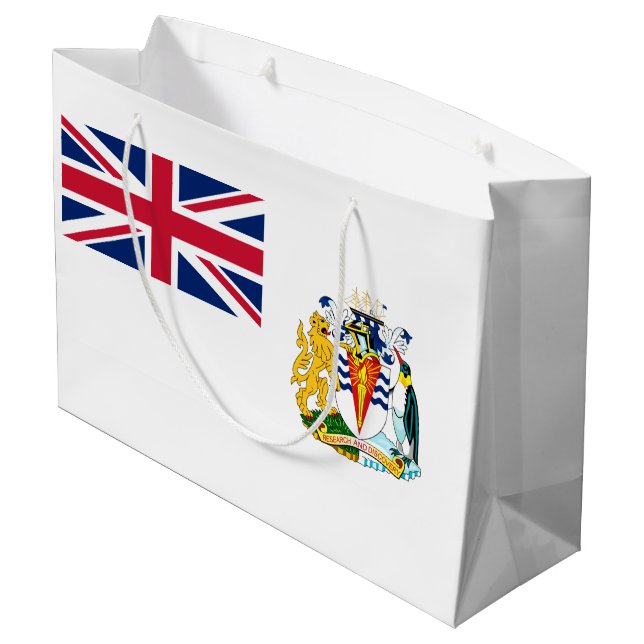 Britische Flagge für das Antarktis-Gebiet Große Geschenktüte (Rückseite Schrägansicht)