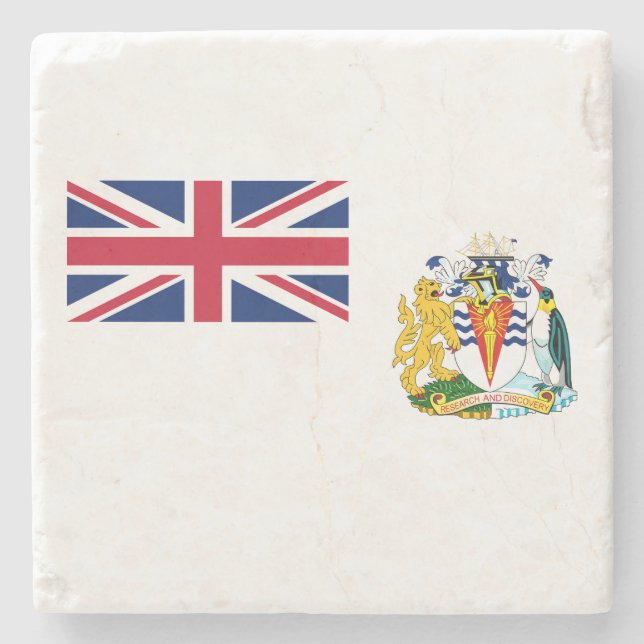 Britische Flagge für das Antarktis-Gebiet Steinuntersetzer (Vorderseite)