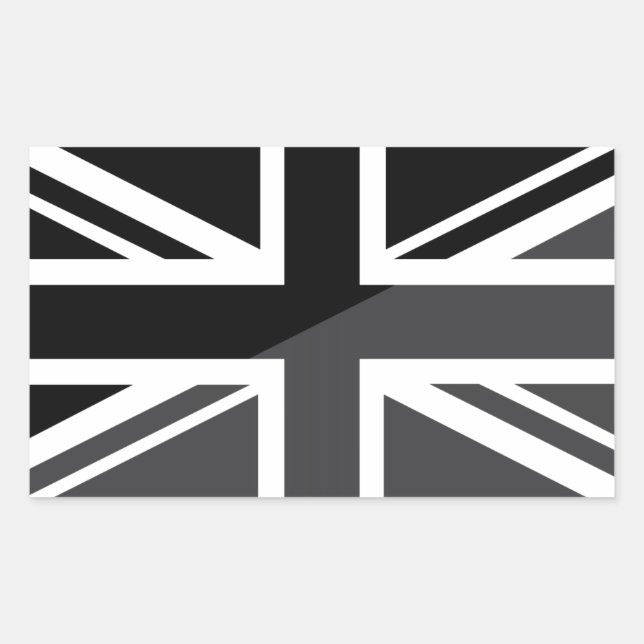 Britische Flagge für Schwarz und Grau Rechteckiger Aufkleber (Vorderseite)