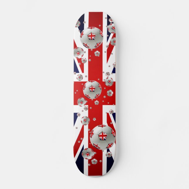 Britische Flagge Fußball-Bälle Skateboard (Vorderseite)