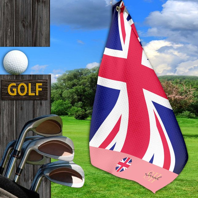 Britische Flagge & Großbritannien mit Monogramm /g Golfhandtuch (Von Creator hochgeladen)