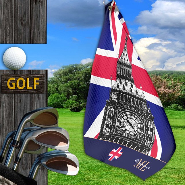 Britische Flagge & Großbritannien mit Monogramm /g Golfhandtuch (Von Creator hochgeladen)