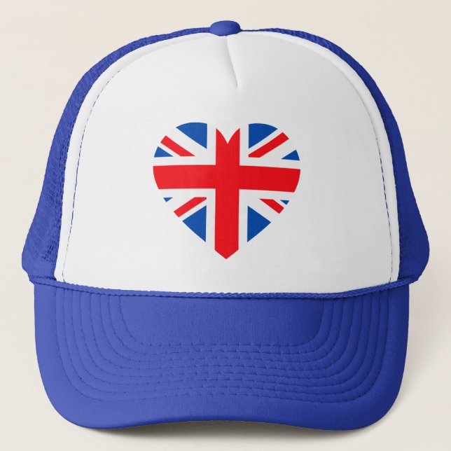 Britische Flagge Herz Großbritannien Truckerkappe (Vorderseite)