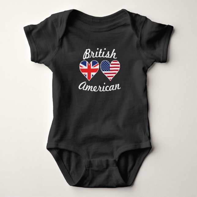 Britische Flagge-Herzen Baby Strampler (Vorderseite)