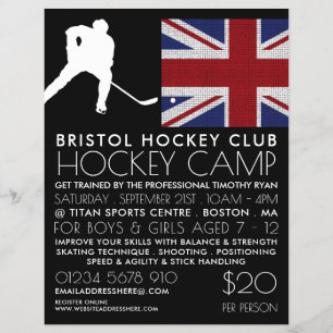 Britische Flagge, Hockey-Spieler, Campingwerbung Flyer