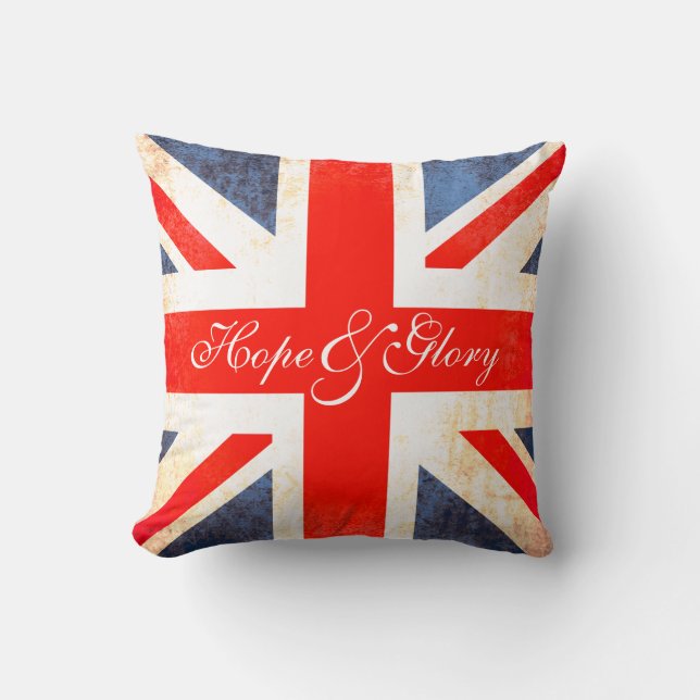 Britische Flagge Hoffnung & Glorie antikes Kissen (Vorderseite)