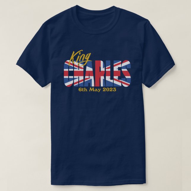 Britische Flagge König Charles T-Shirt (Design vorne)