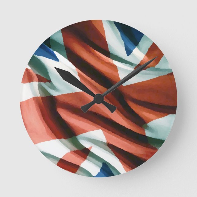 Britische Flagge Pop Art Runde Wanduhr (Vorderseite)