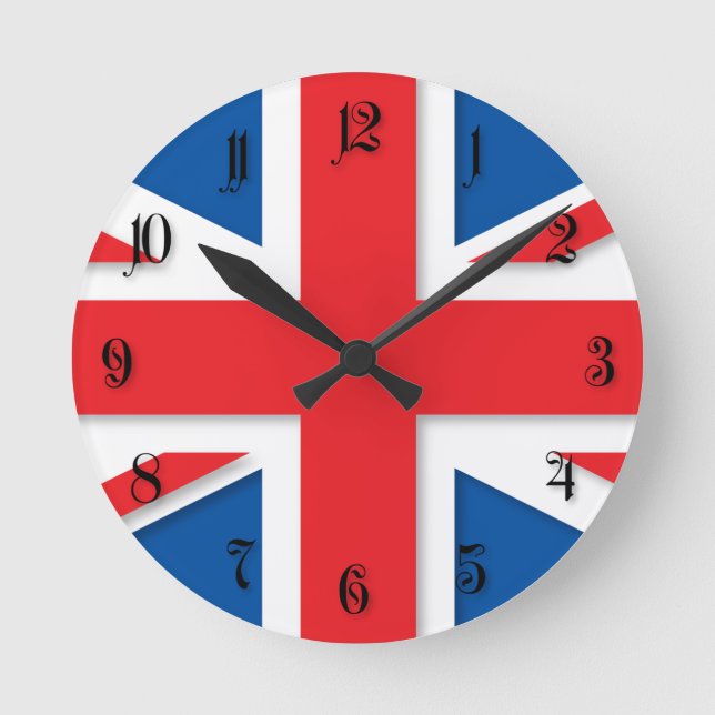 BRITISCHE Flagge Runde Wanduhr (Vorderseite)