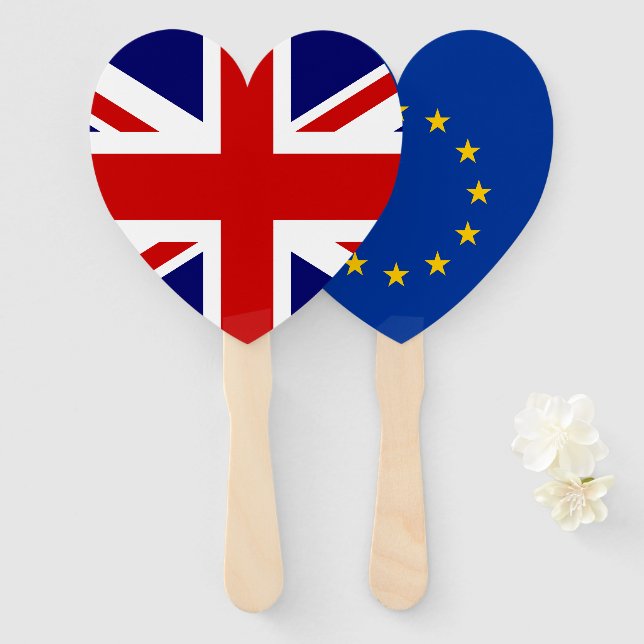 Britische Flagge und EU-Flagge für europäische Gew Fächer (Vorne und Hinten)