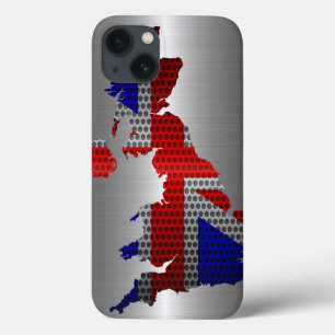 Britische Flagge und Karte Stahlloch iPhone 13 Hülle