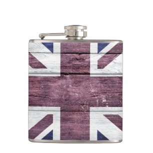 Britische Flagge Vintage Holz Flachmann